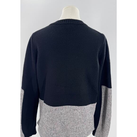 J Crew Black Wool Cashmere Blend Sweater Gray Mix Media Patch M - Picture 4 of 9